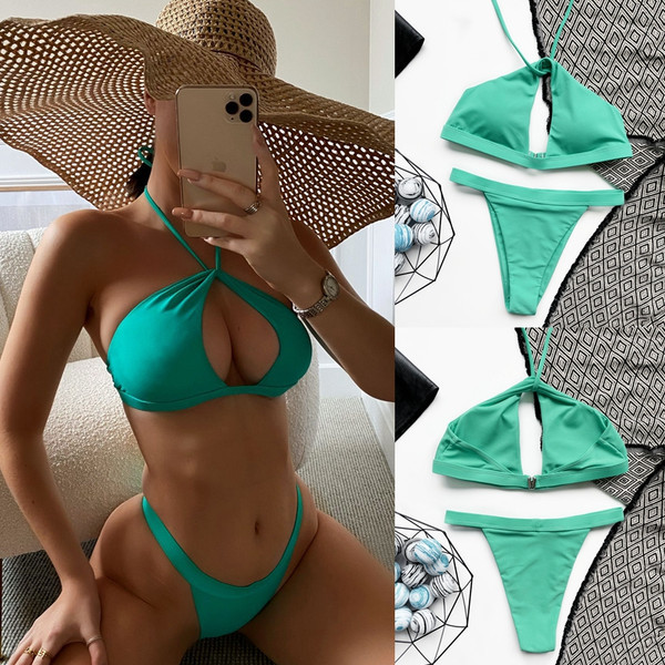 Női fürdőruha zöld színben