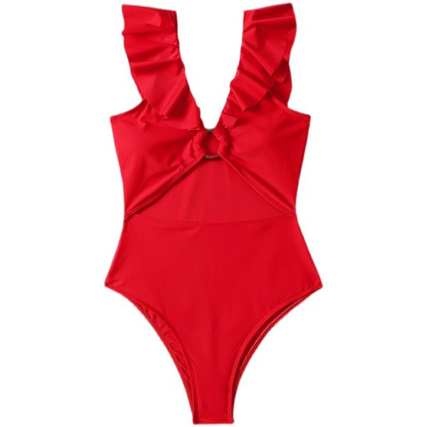 Divatos fürdőruha műanyag karikával és fürtökkel