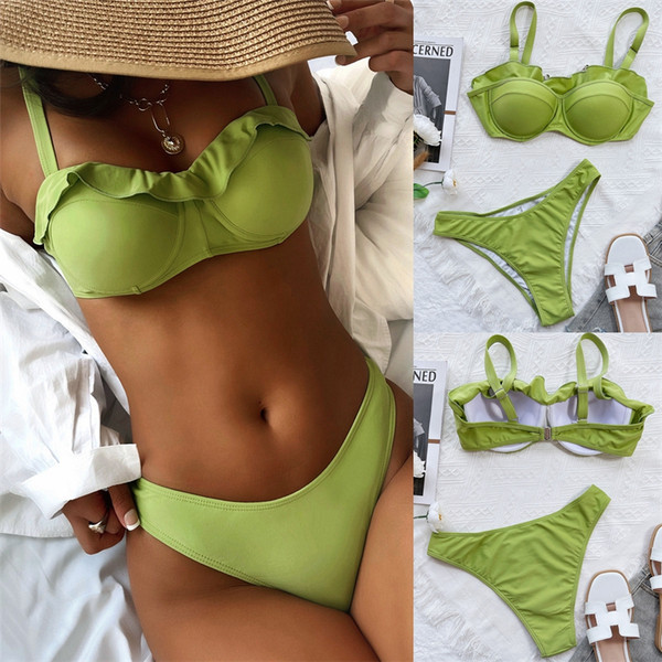 Kétrészes női fürdőruha zöld színben