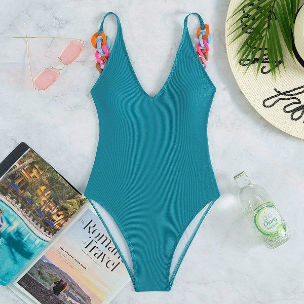 Gyermek teljes fürdőruha kék és vékony pántokkal