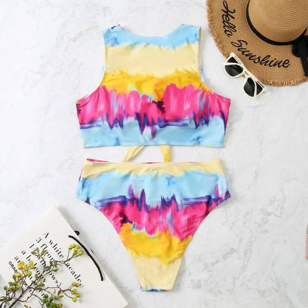 Stílusos kétrészes fürdőruha rátéttel nőknek