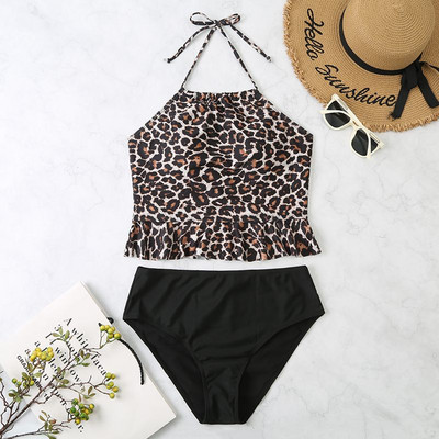 Naiste kaheosaline loomatrükiga ujumistrikoo - suur suurus