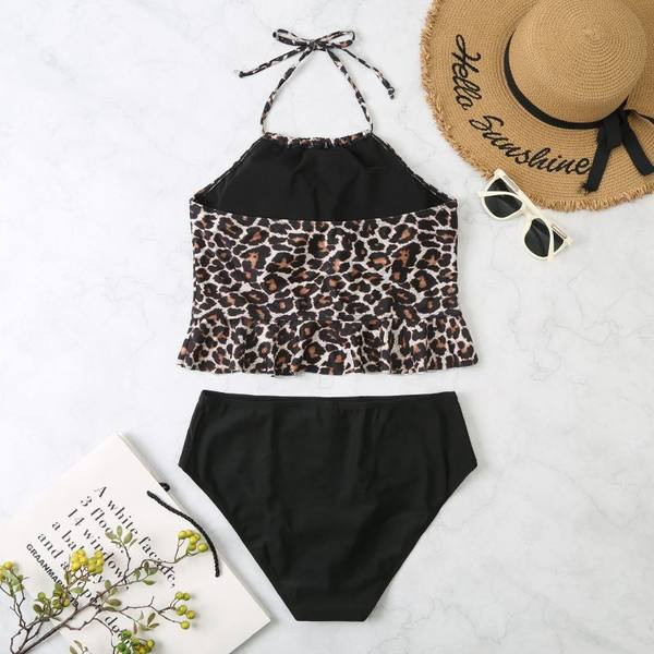 Naiste kaheosaline loomatrükiga ujumistrikoo - suur suurus