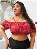 Női kétrészes fürdőruha és magas derekú bikini - nagy méretben