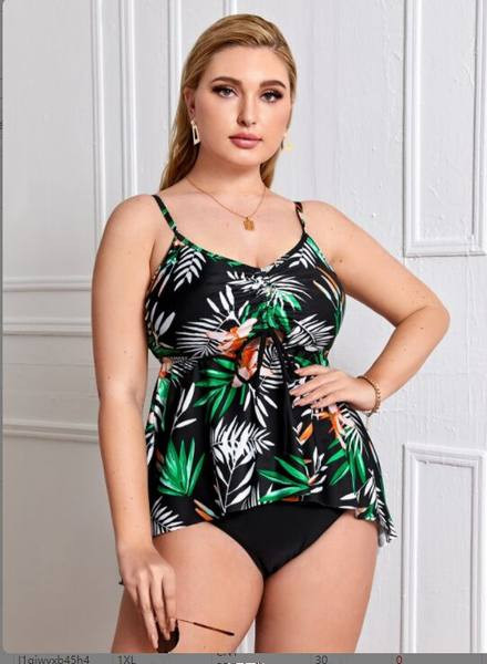 Naiste kaheosaline õhukeste rihmade ja värvilise aplikatsiooniga ujumistrikoo