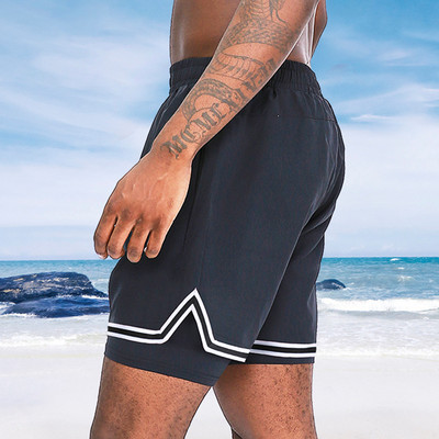 Férfi rövidnadrág elasztikus derékkal, fekete színben