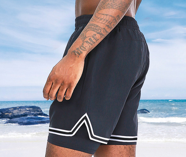 Férfi rövidnadrág elasztikus derékkal, fekete színben