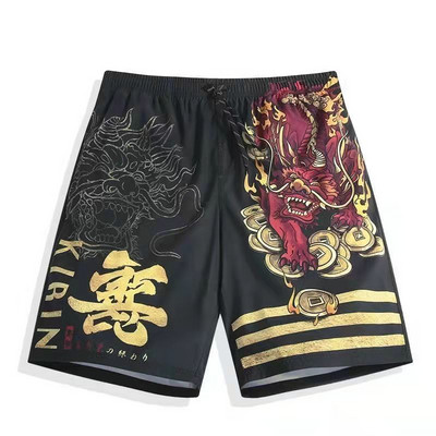 Värvilise aplikatsiooni ja lipsudega vabad meeste rannapüksid