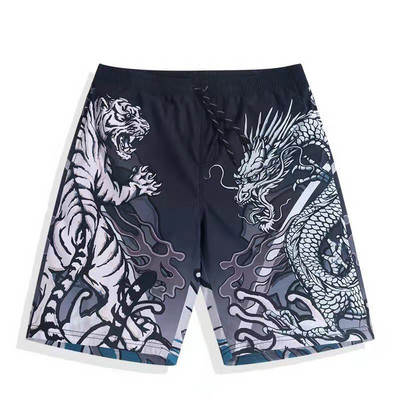 Värvilise aplikatsiooni ja lipsudega vabad meeste rannapüksid