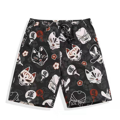 Värvilise aplikatsiooni ja lipsudega vabad meeste rannapüksid