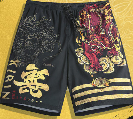 Värvilise aplikatsiooni ja lipsudega vabad meeste rannapüksid