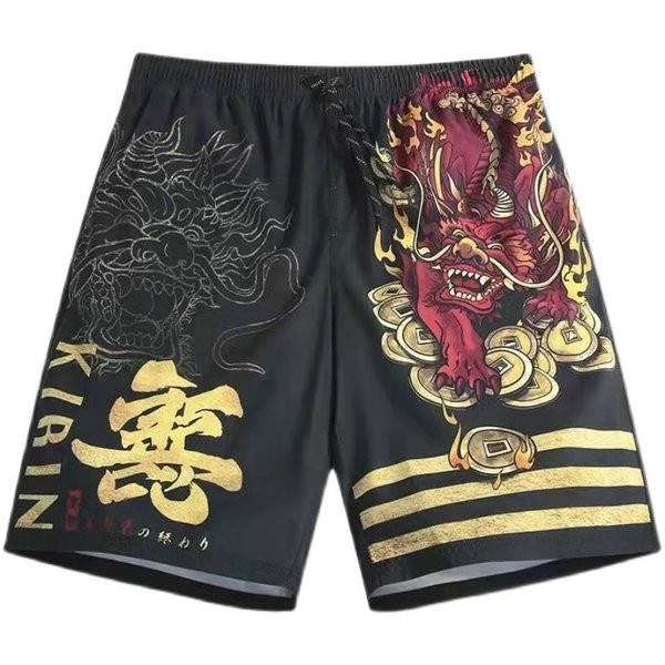 Värvilise aplikatsiooni ja lipsudega vabad meeste rannapüksid