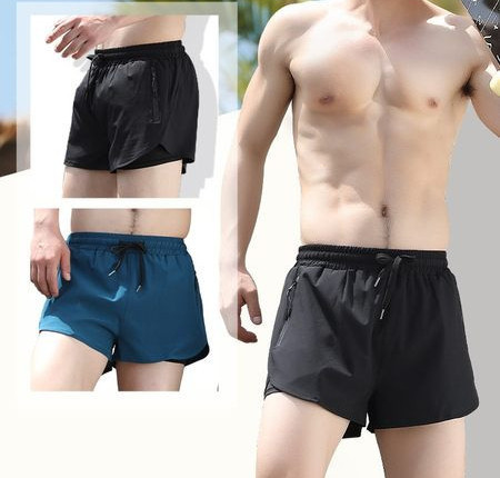 Meeste lühikesed lipsude ja lukuga taskutega rannapüksid