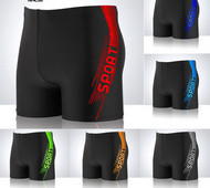 Meeste musta värvi ujumistrikoo pealdisega