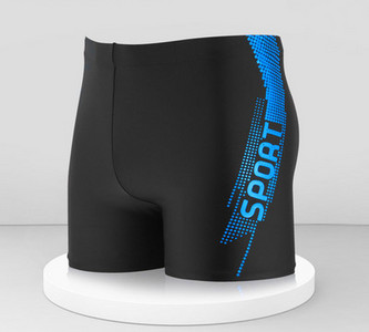 Meeste musta värvi ujumistrikoo pealdisega