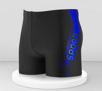 Meeste musta värvi ujumistrikoo pealdisega