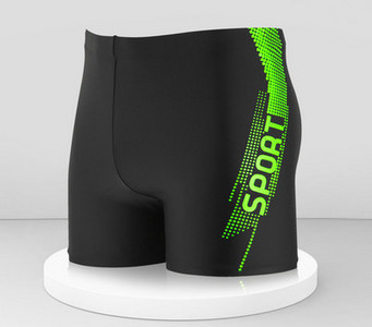 Meeste musta värvi ujumistrikoo pealdisega