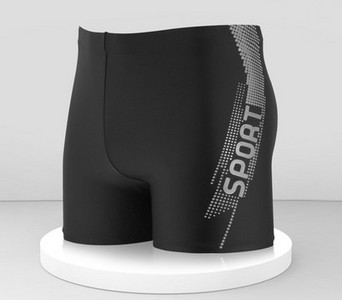 Meeste musta värvi ujumistrikoo pealdisega