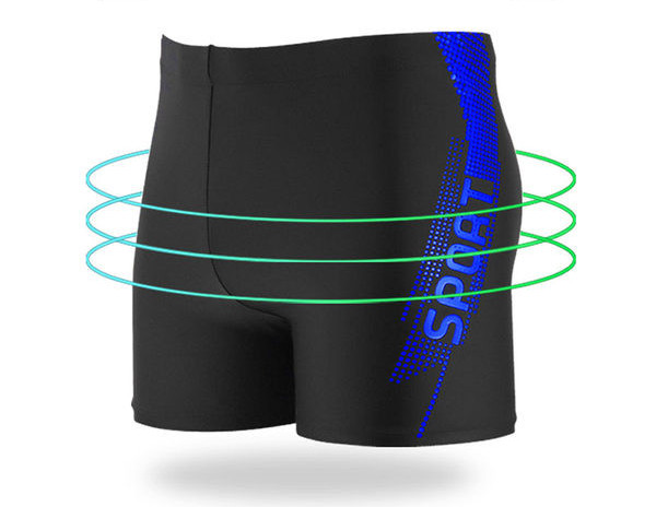 Meeste musta värvi ujumistrikoo pealdisega