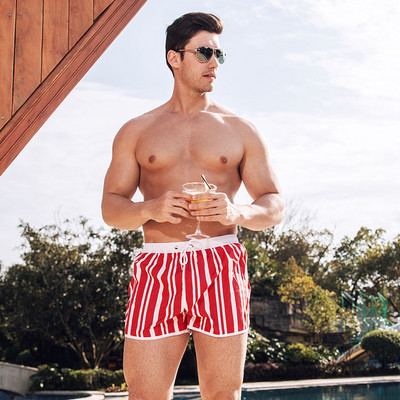 Ανδρικό ριγέ μαγιό με κορδόνια - τρία χρώματα