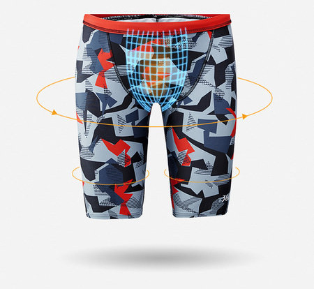 Moodne värvitrükiga meeste ujumistrikoo