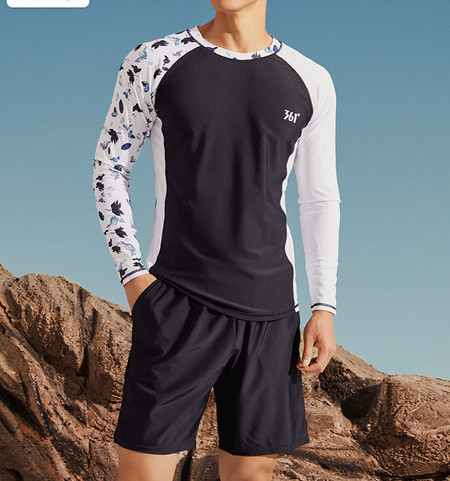 Meeste ujumiskomplekt - pikkade varrukatega lühikesed püksid ja pluus