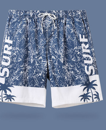 Värvilise aplikatsiooniga randa sobivad meeste vabad lühikesed püksid