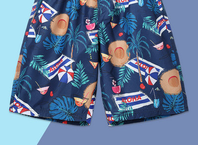 Värvilise aplikatsiooniga randa sobivad meeste vabad lühikesed püksid