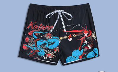 Férfi strand boxer színes nyomattal