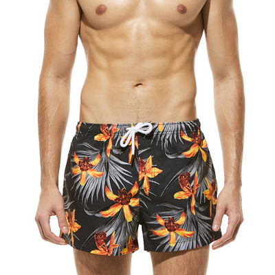 Férfi fürdőruha széles modell színes rátéttel és nyakkendőkkel