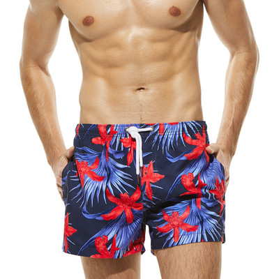 Férfi fürdőruha széles modell színes rátéttel és nyakkendőkkel