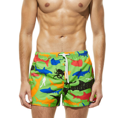 Férfi fürdőruha széles modell színes rátéttel és nyakkendőkkel