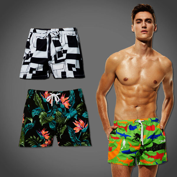 Férfi fürdőruha széles modell színes rátéttel és nyakkendőkkel