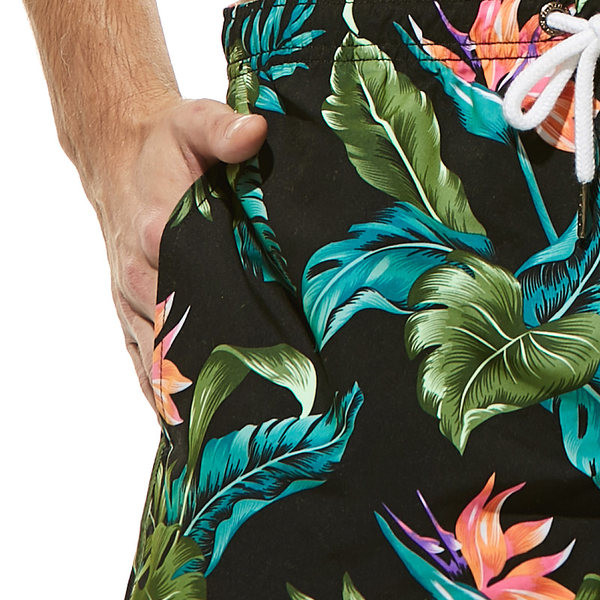 Férfi fürdőruha széles modell színes rátéttel és nyakkendőkkel