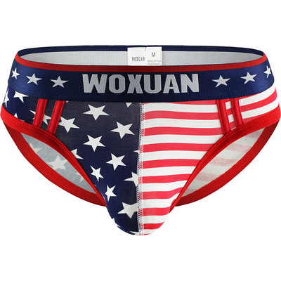 Meeste triibulised puuvillased püksikud tikitud kirjaga