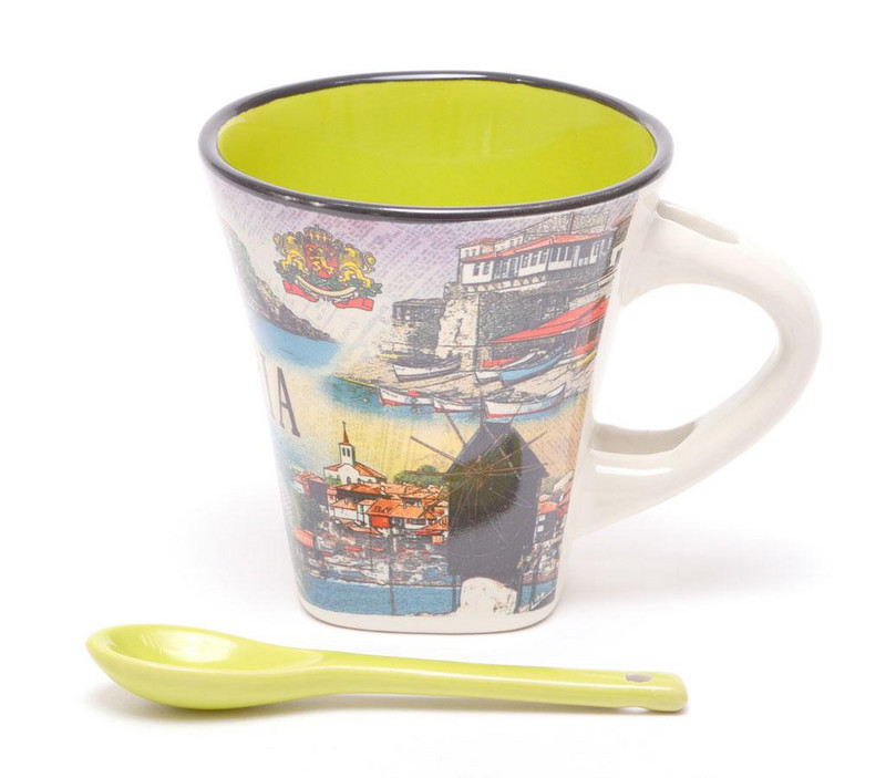 Чаша България, За кафе, Керамична, Многоцветна