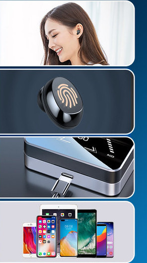 Безжични bluetooth слушалки с кутия и ултра дълъг живот на батерия 