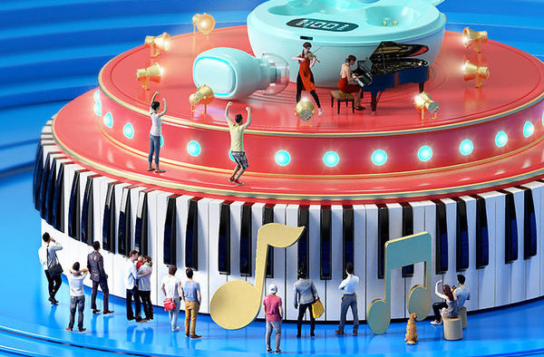 Vezeték nélküli Bluetooth headset dobozban érintésvezérléssel