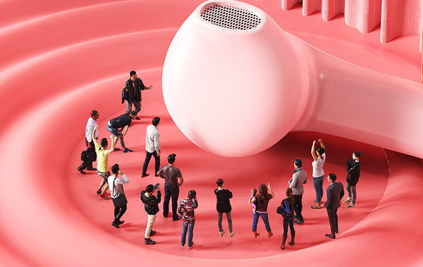 Vezeték nélküli Bluetooth headset dobozával