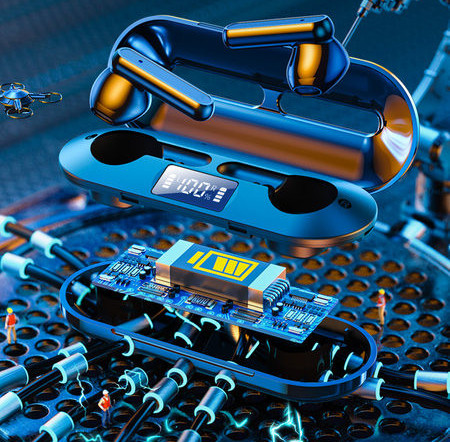 Belaidės „Bluetooth“ ausinės su įkrovimo dėžute