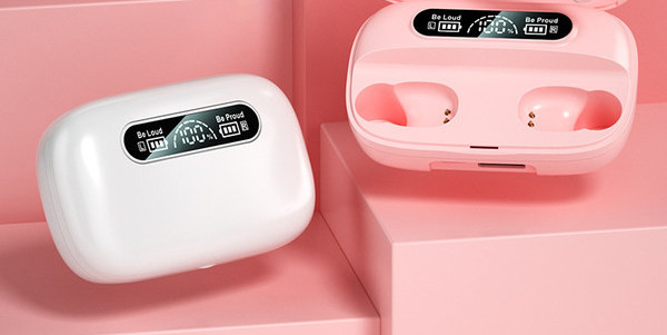 Ασύρματο ακουστικό Bluetooth με κουτί οθόνης αφής και καλώδιο USB