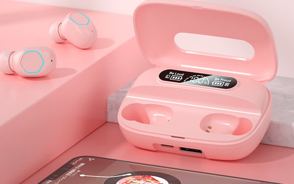 Ασύρματο ακουστικό Bluetooth με κουτί οθόνης αφής και καλώδιο USB