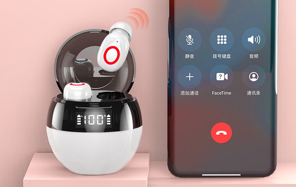 Vezeték nélküli bluetooth headset töltődobozban