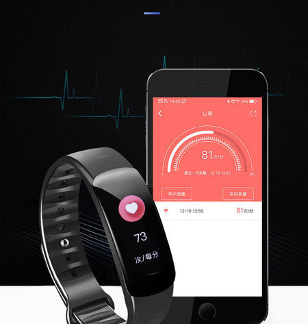 Водоустойчива гривна със силиконова каишка -измерваща сърдечния ритъм и кръвното налягане