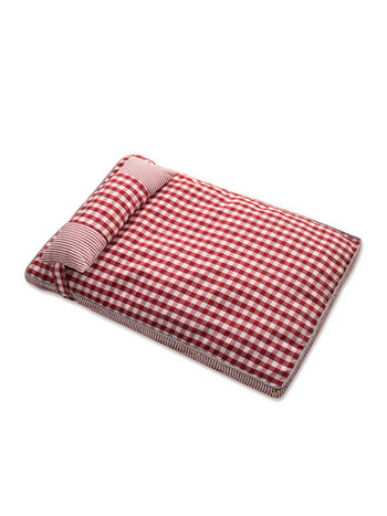 Текстилна карирана постелка за кучета с възглавничка