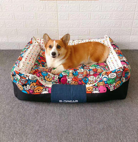 Текстилно кучешко легло с шарен десен