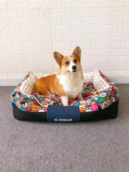 Текстилно кучешко легло с шарен десен