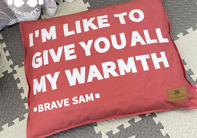 Текстилна възглавница за кучета с надпис