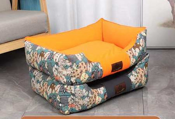 Υφασμάτινο κρεβάτι για σκύλους με χρωματιστό σχέδιο