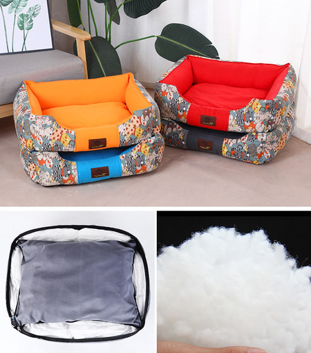 Текстилно легло за кучета с цветен десен